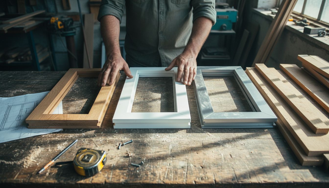 Carpenter compares kozijn materials close-up