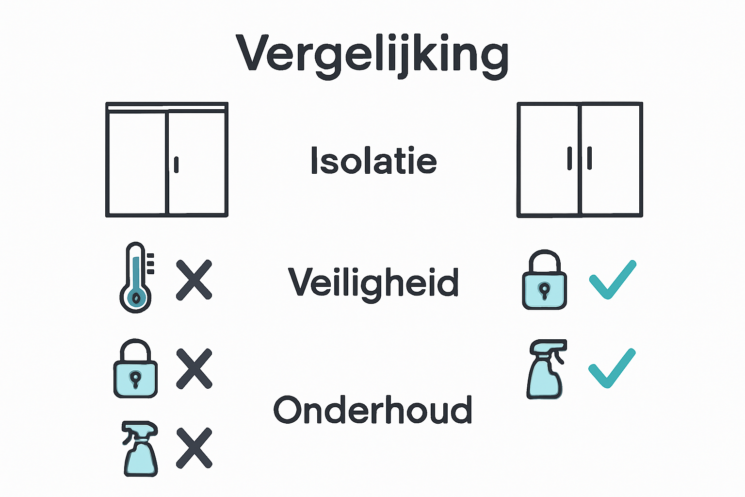 Infographic comparing sliding and double doors features