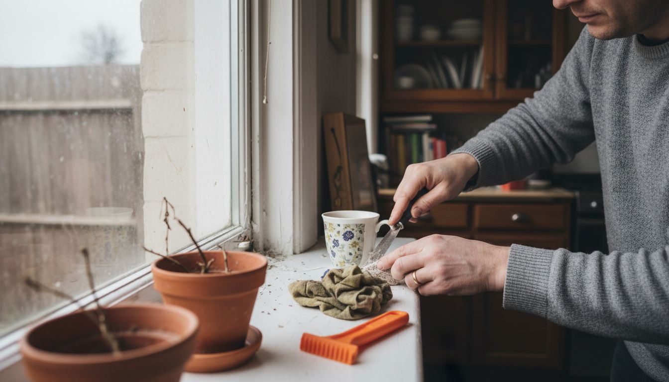 Removing old sealant from home window frame