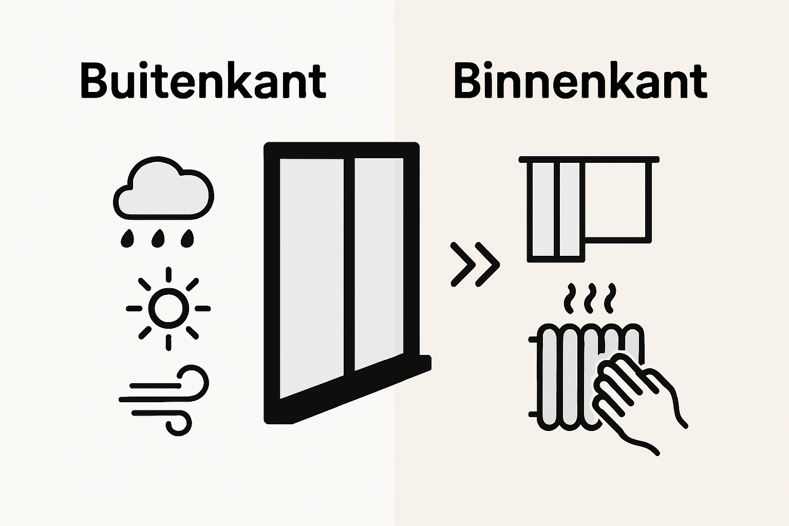 Infographic comparing outside and inside window frames