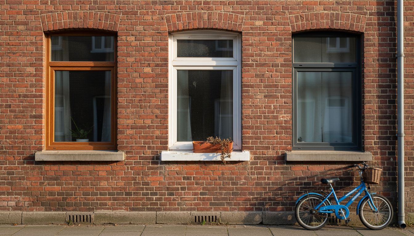 Three types of plastic window frames in house