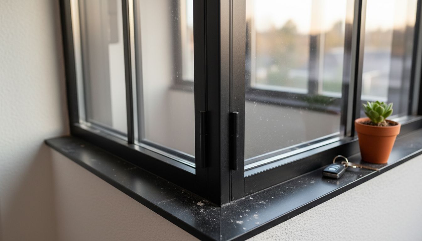 Close-up van een slank stalen kozijn