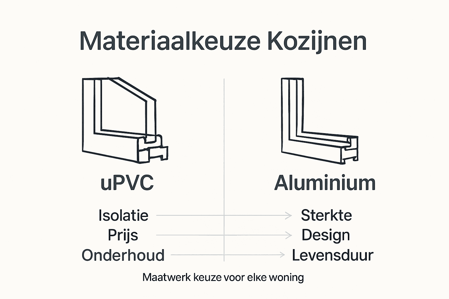 Infographic: vergelijking van verschillende kozijnmaterialen
