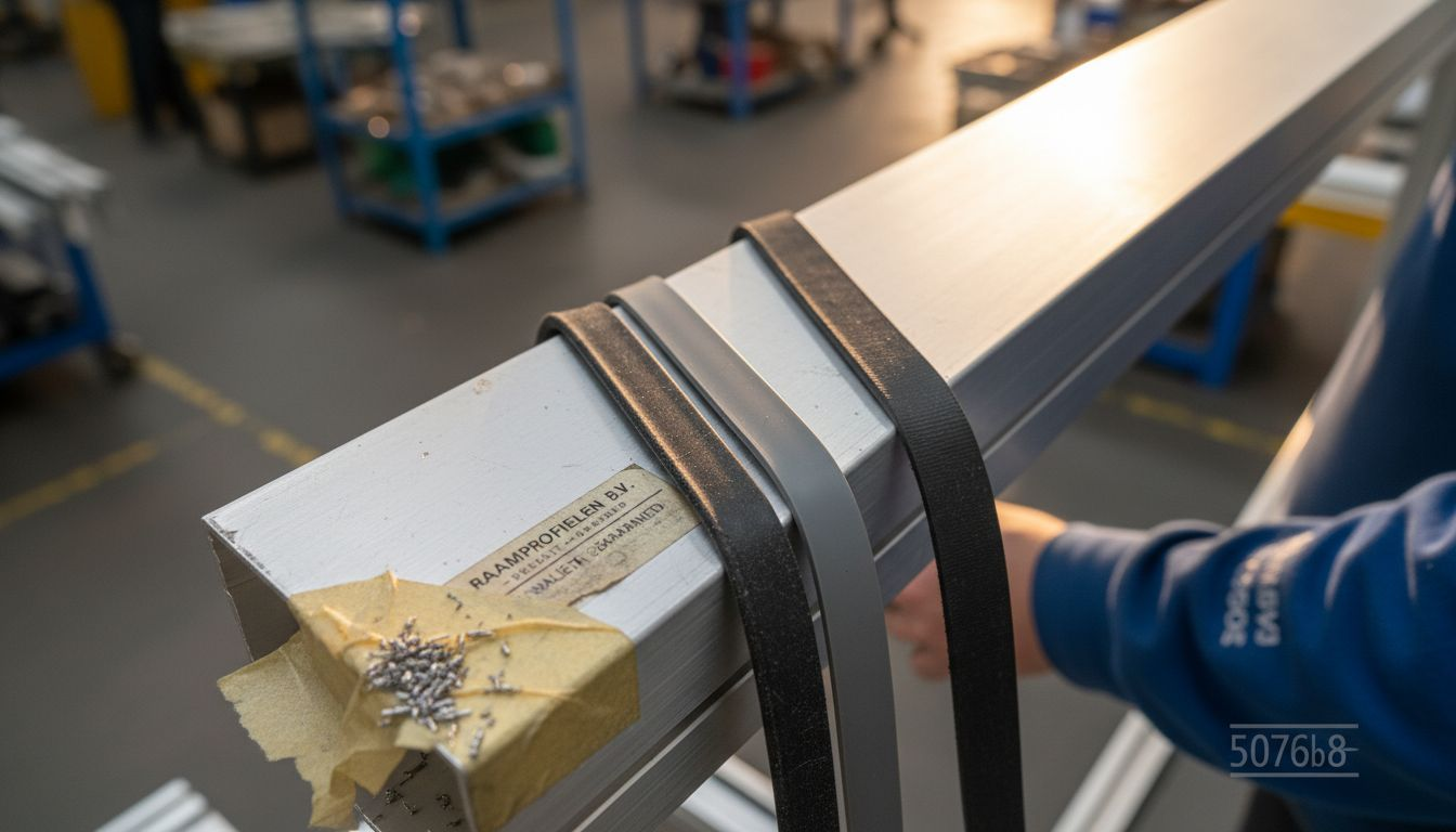 Verschillende soorten rubber op een aluminium frame