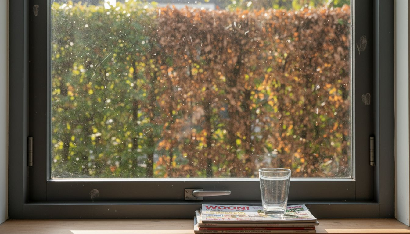Close-up van een aluminium kozijn in de woonkamer