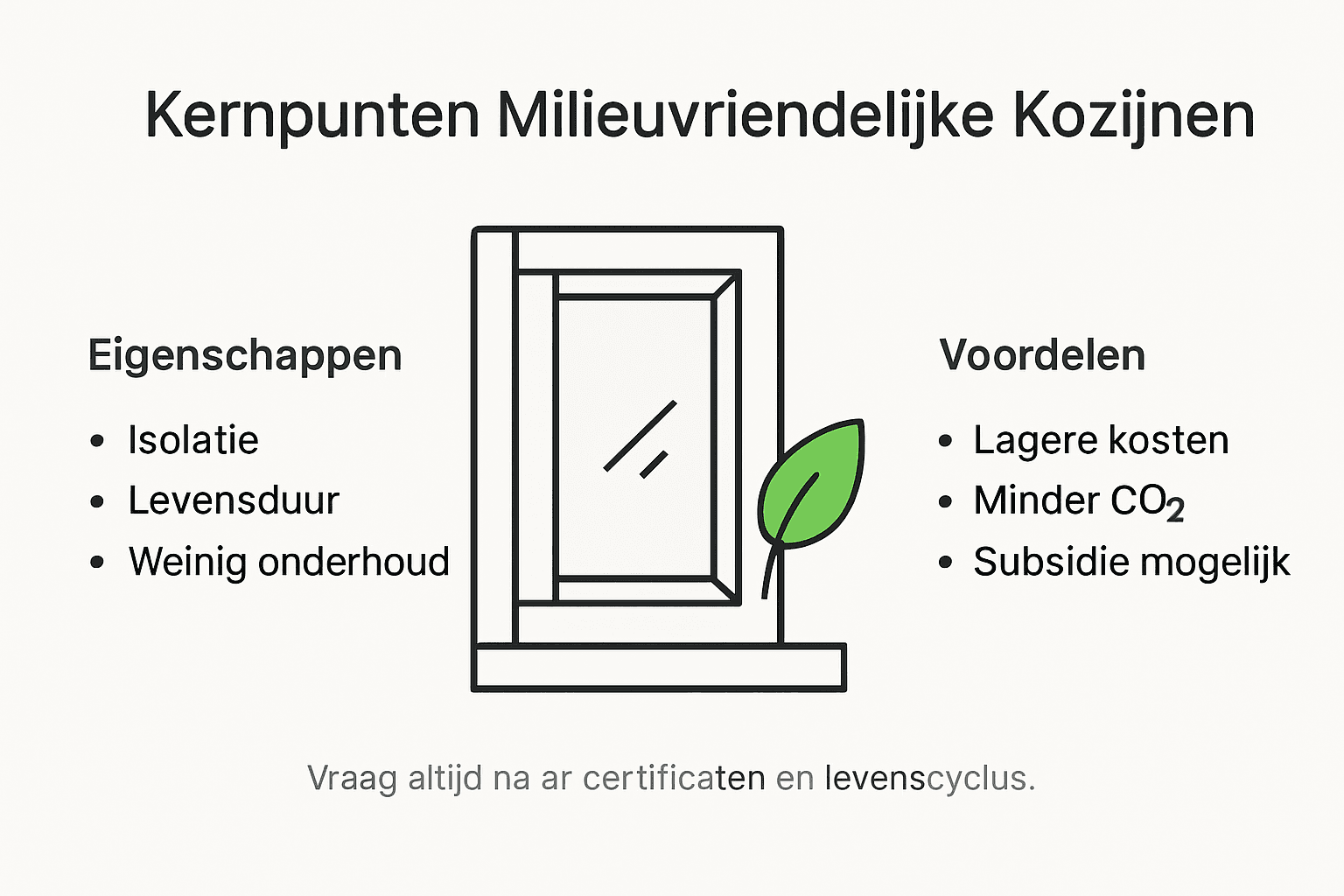 Infographic met alle voordelen en kenmerken van kozijnen op een rij