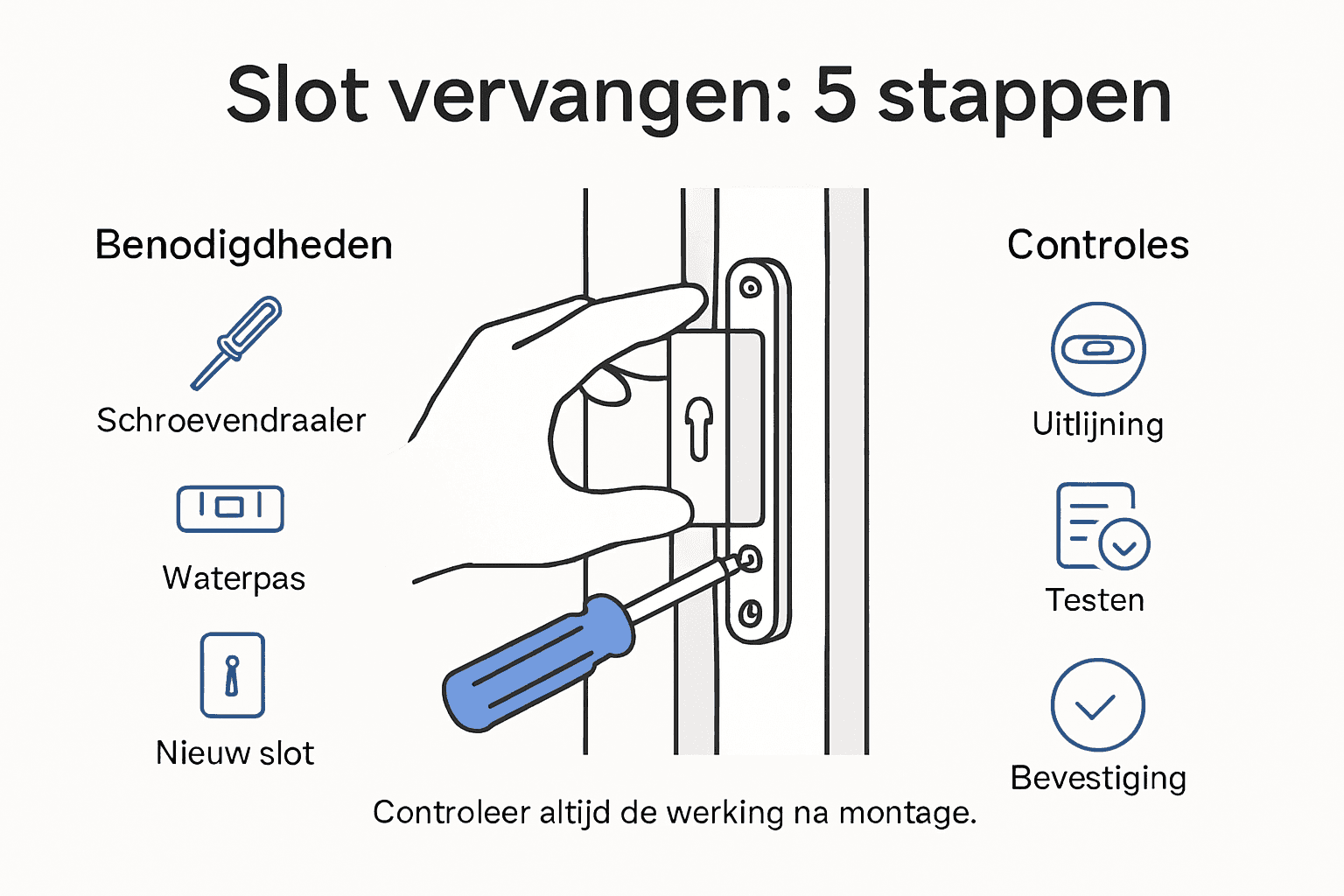 Overzichtelijke infographic: zo vervang je stap voor stap het slot van je schuifpui
