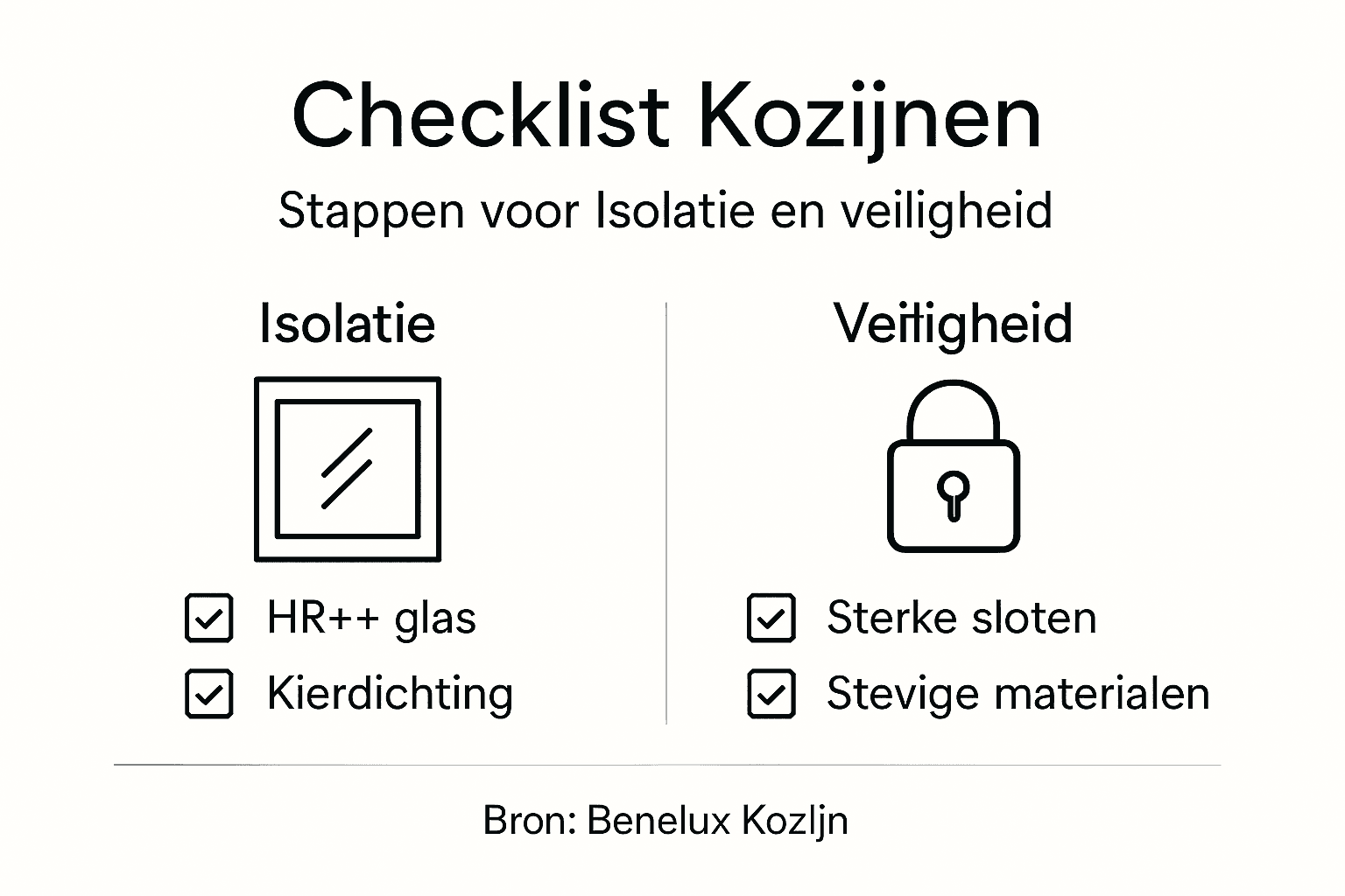 Handige infographic: checklist voor kozijnen met tips voor optimale isolatie en veiligheid