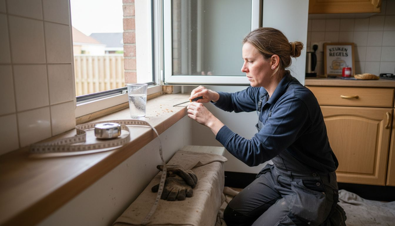 Een monteur is bezig met het plaatsen van een aluminium kozijn.