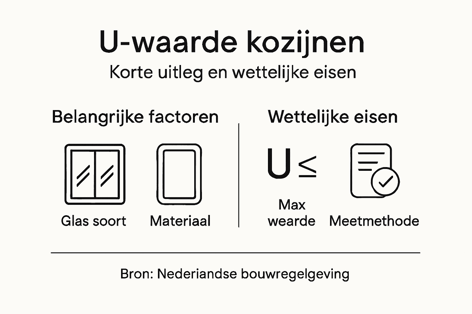 Overzichtelijke infographic met de U-waarde eisen voor kozijnen