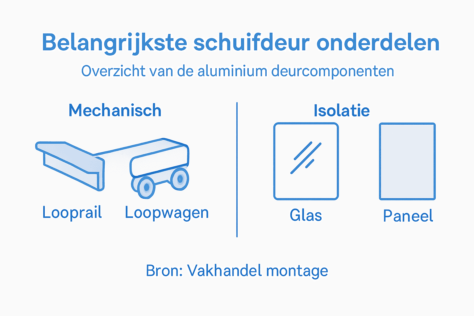 Overzichtelijke infographic met de belangrijkste onderdelen van een aluminium schuifdeur