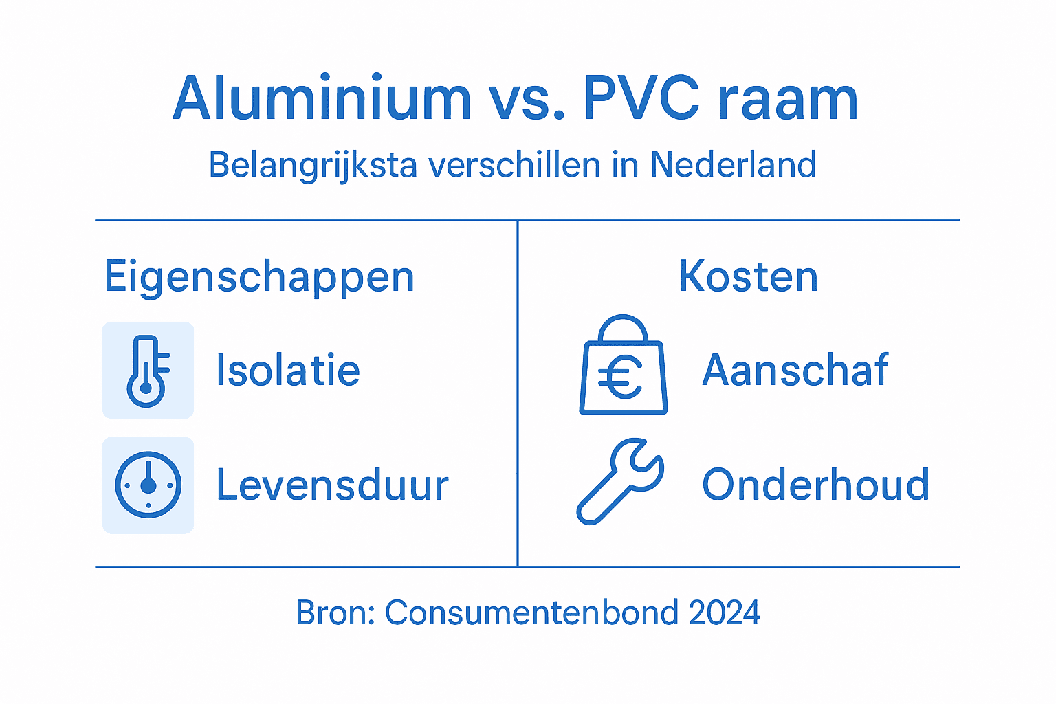 Overzicht: prijs en eigenschappen van aluminium en kunststof ramen