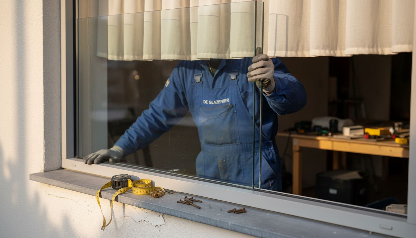 Een monteur plaatst een goed geïsoleerd aluminium raam.