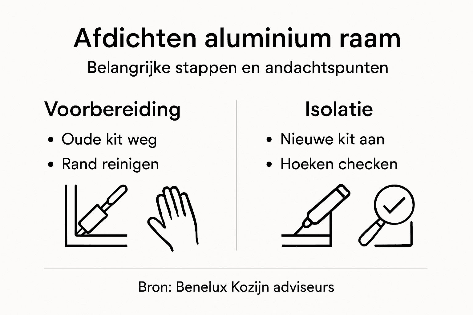 Infographic: stap-voor-stap aluminium kozijn afdichten