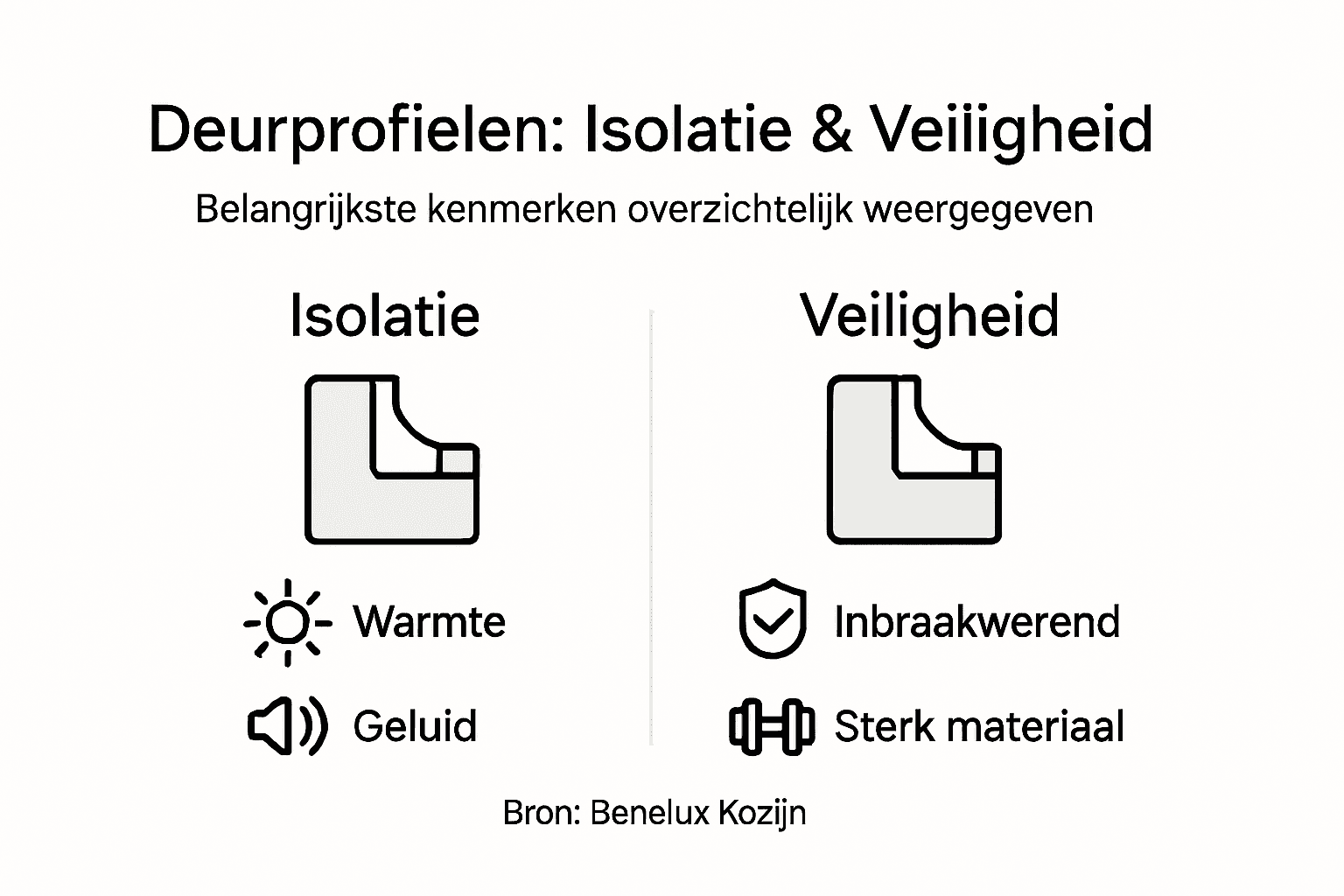Infographic: isolatiewaarde en veiligheid van deurprofielen