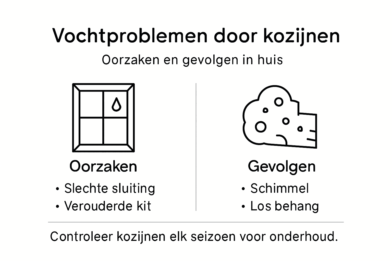 Infographic: vochtproblemen bij kozijnen – wat zijn de oorzaken en wat zijn de gevolgen?