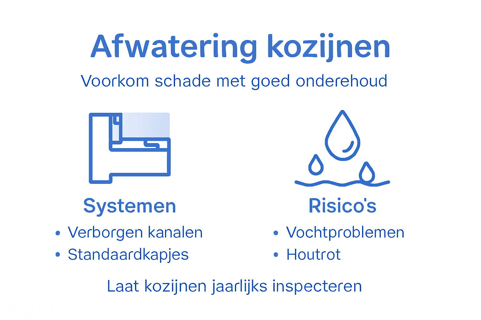Informatieve infographic over waterafvoer en de risico’s bij kozijnen