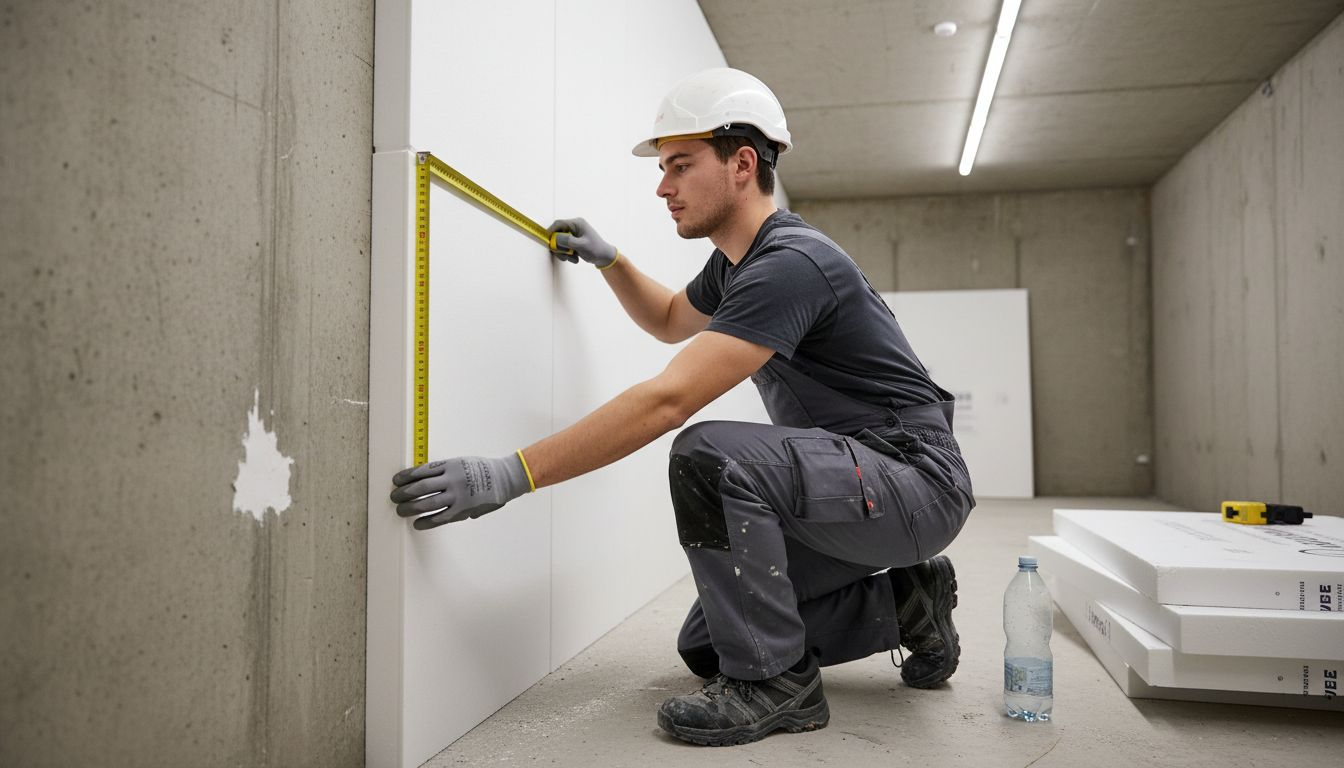 De installateur brengt de isolatie tot op de millimeter nauwkeurig in kaart.