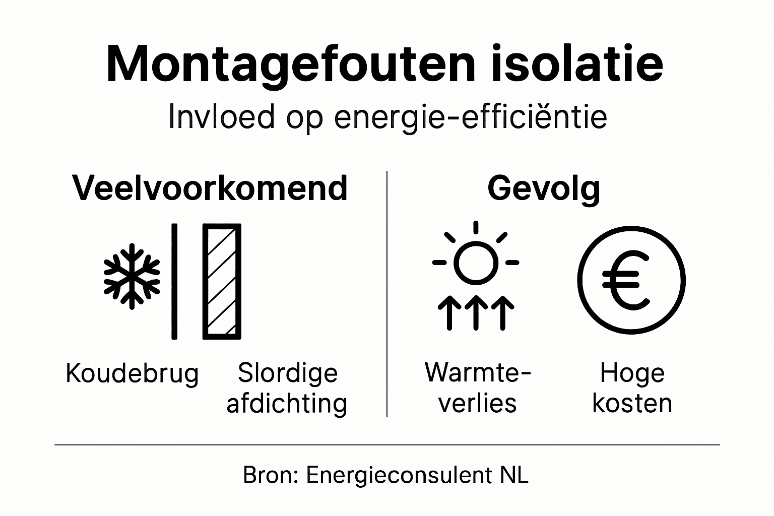 Overzicht: veelgemaakte fouten bij het aanbrengen van isolatie en de gevolgen daarvan