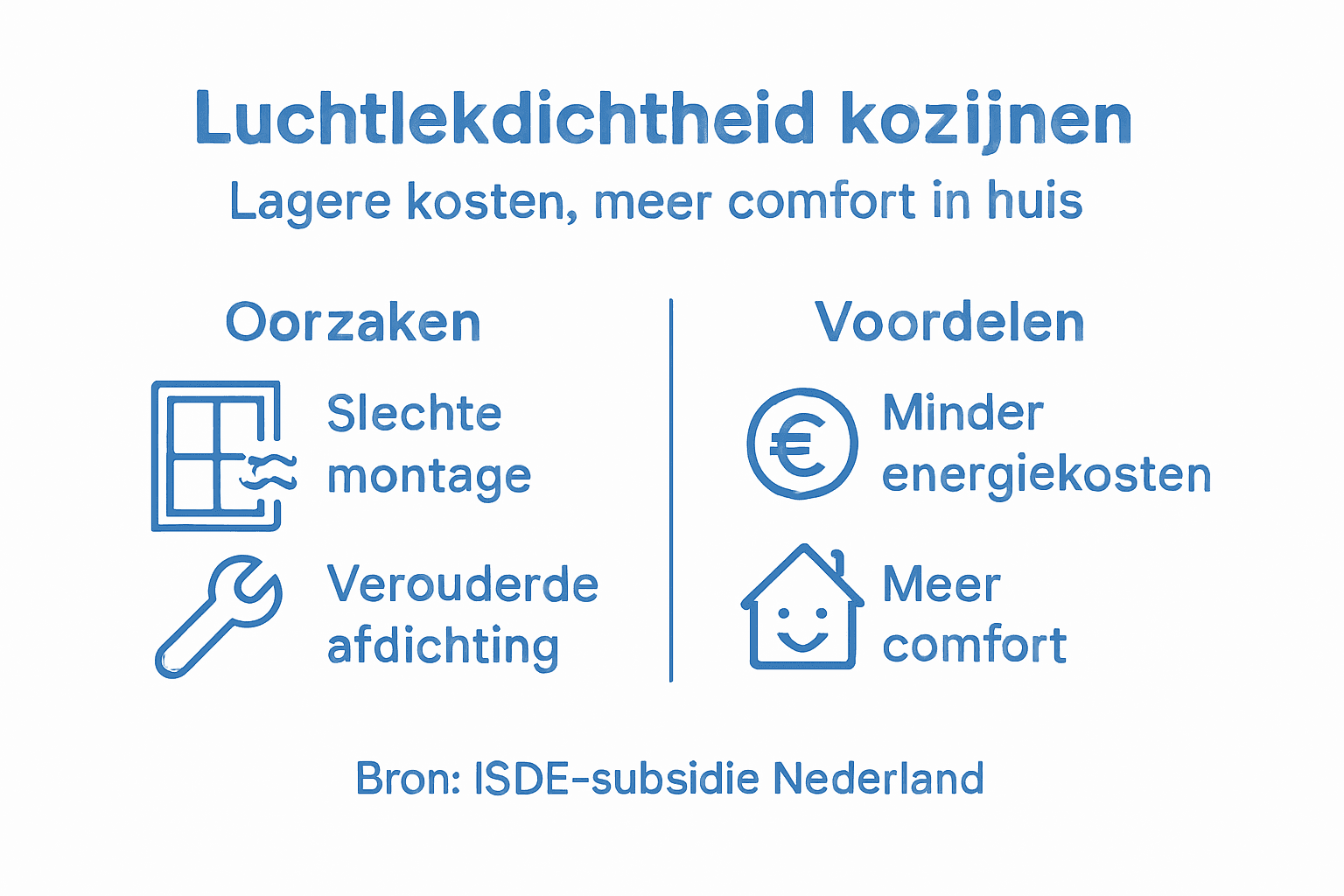 Infographic die inzicht geeft in de oorzaken én voordelen van goed luchtdichte ramen