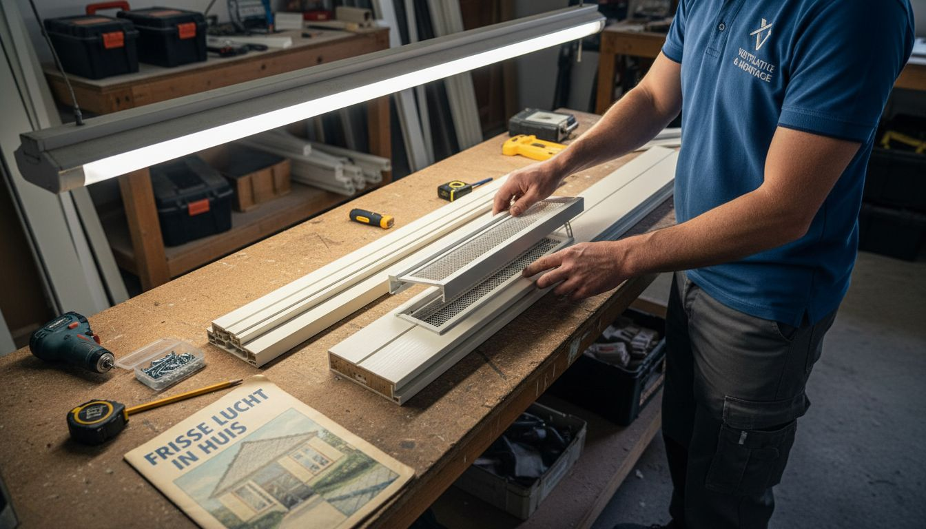 Een installateur laat zien welke verschillende ventilatieroosters er zijn en hoe ze werken.