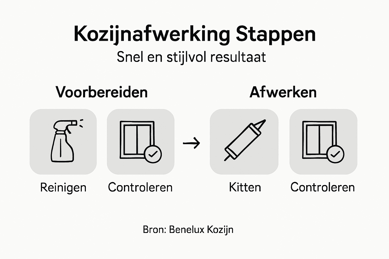 Overzichtelijke infographic: zo werk je je kozijnen netjes af, stap voor stap