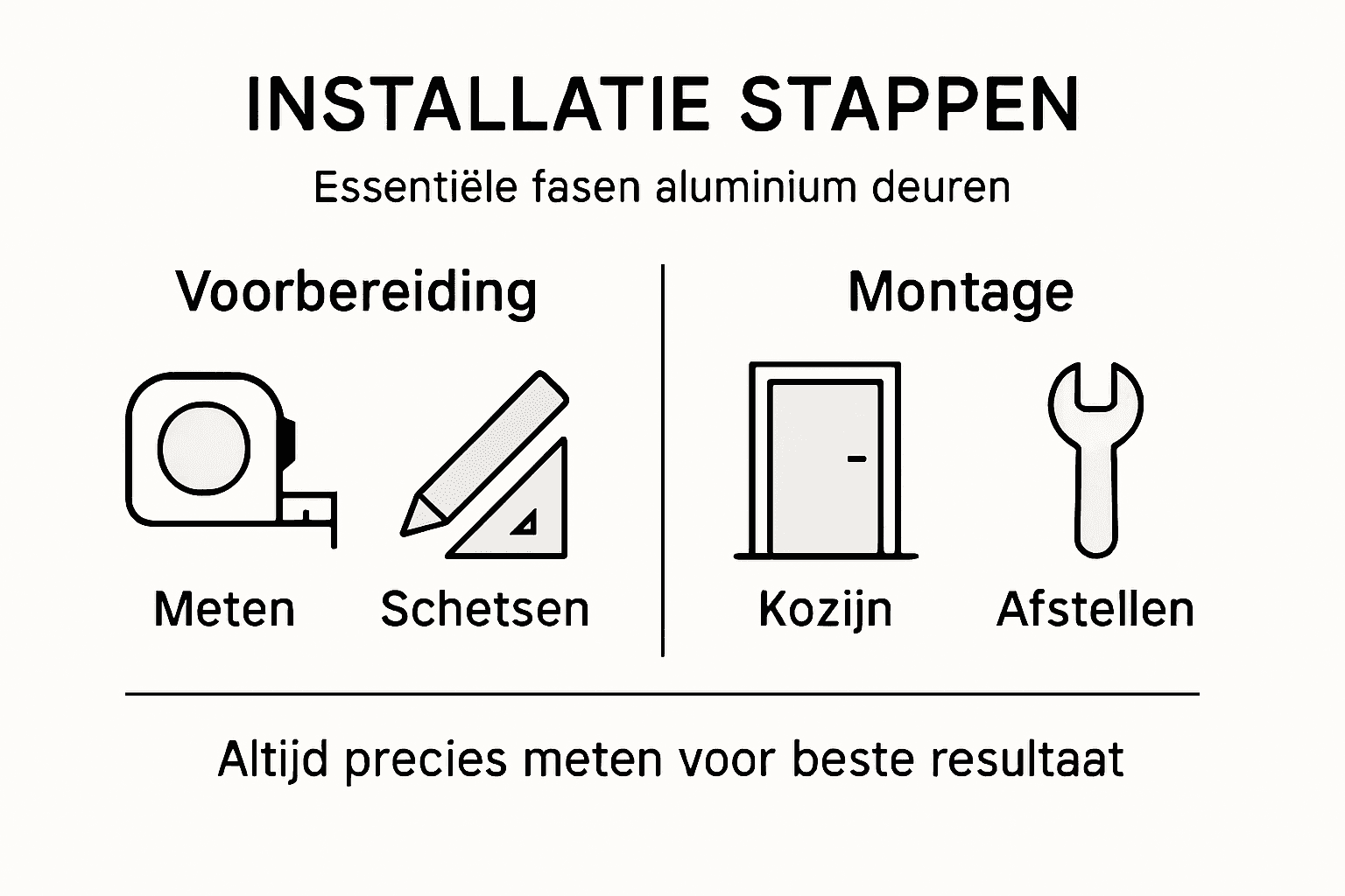 Overzicht: stappenplan voor het plaatsen van aluminium deuren in een handige infographic