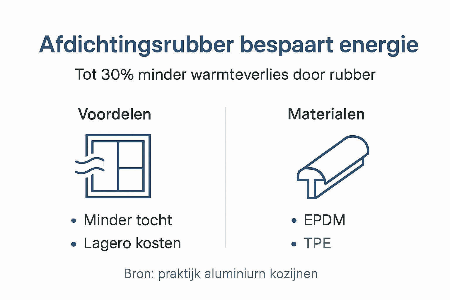 Infographic: energiebesparing met afdichtingsrubber – welke materialen zijn het meest geschikt?