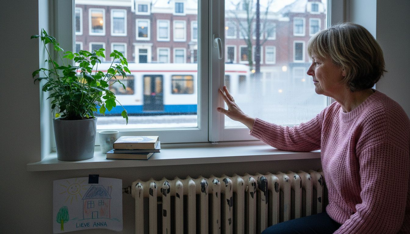 Een bewoner controleert het goed geïsoleerde kunststof kozijn.