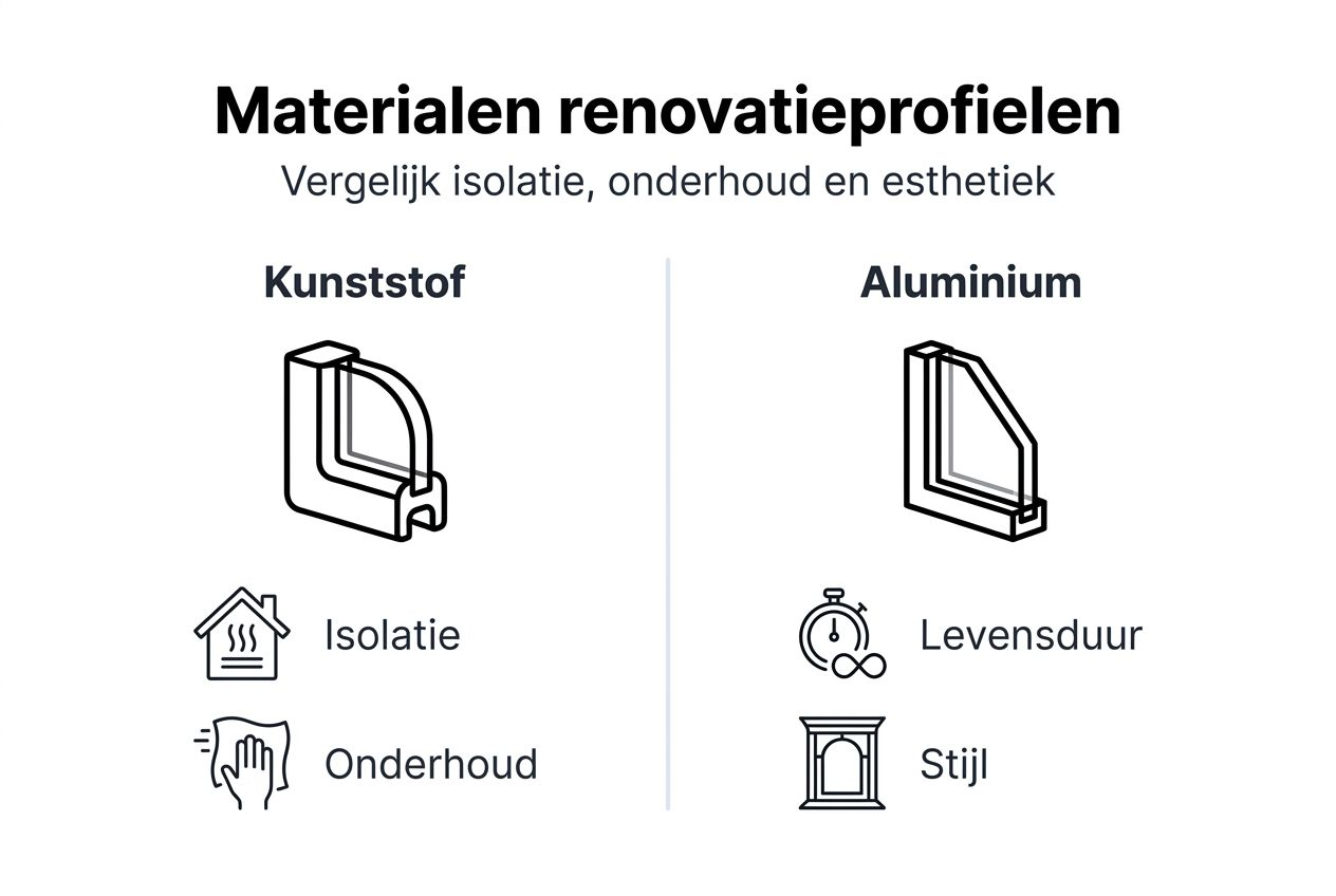 Infographic: overzicht van materialen en de voordelen van renovatieprofielen