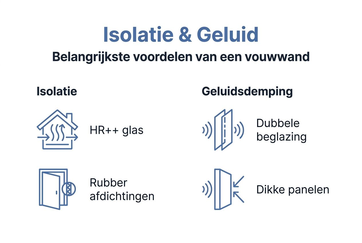 Infographic: isolatie en geluidswering bij vouwwanden