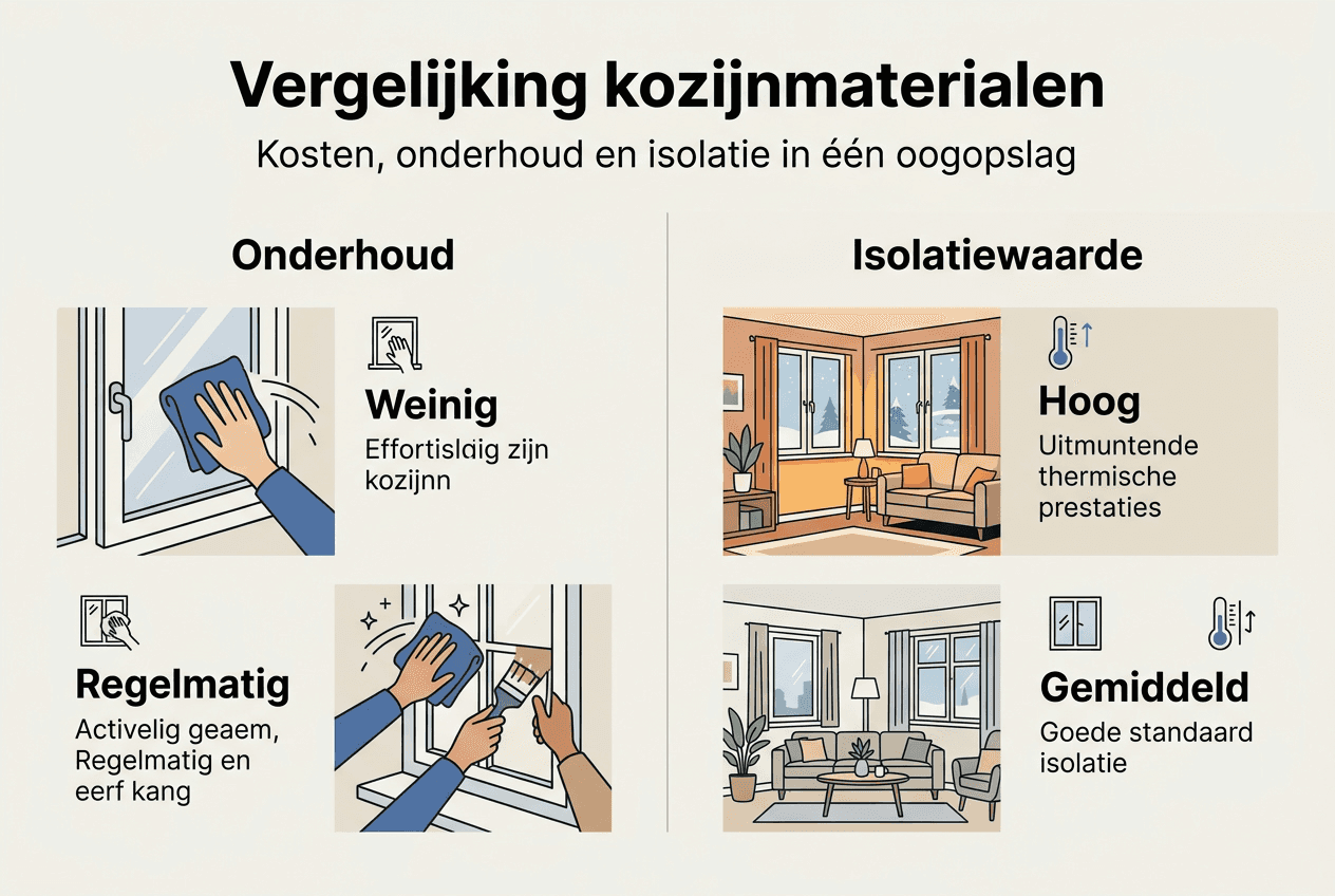 Overzichtelijke infographic: de verschillen tussen raamkozijnen per materiaal