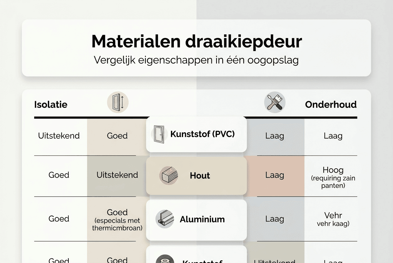 Infographic: materialen en onderhoud van de draaikiepdeur