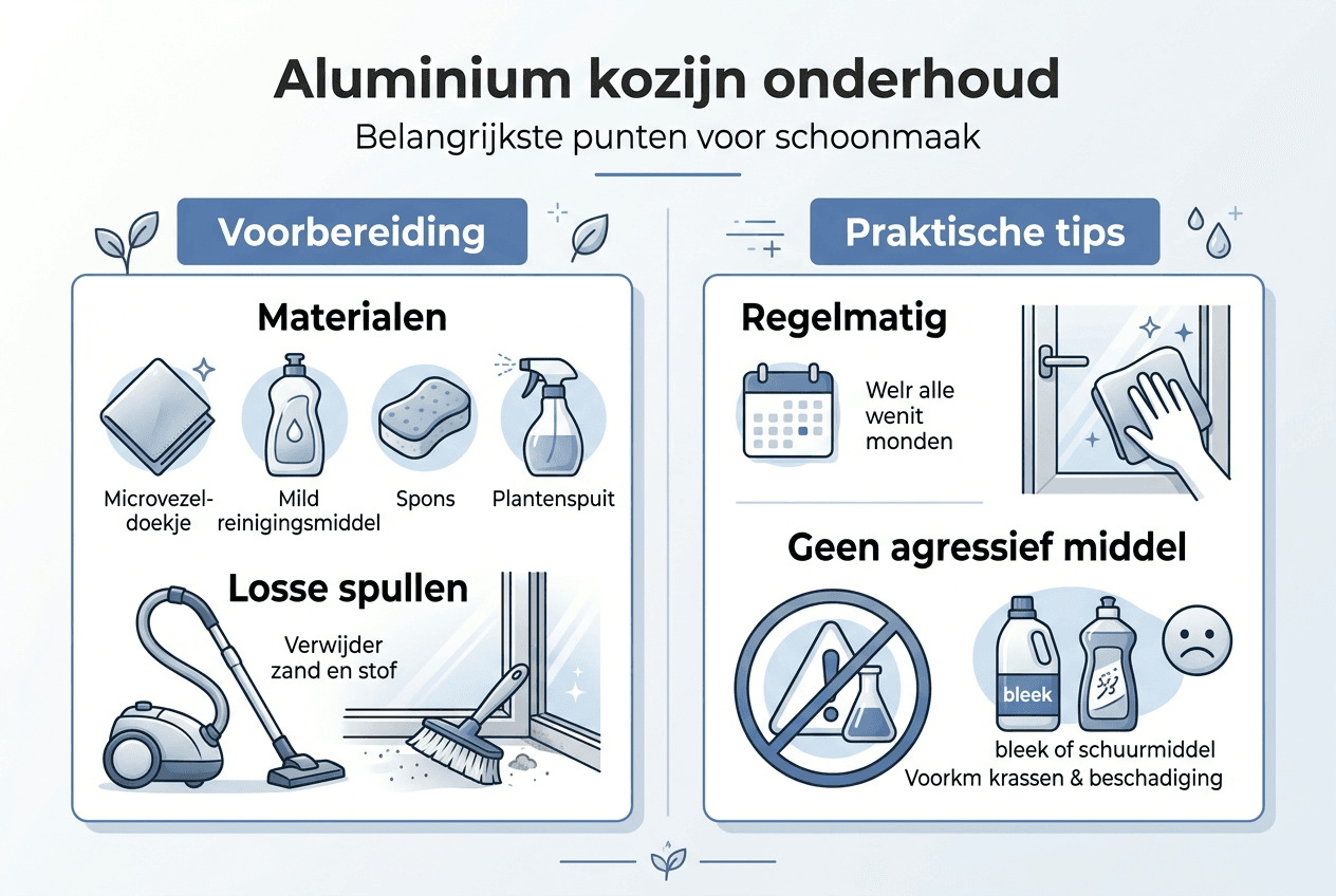 Infographic: tips voor het schoonmaken en voorbereiden van je aluminium kozijnen