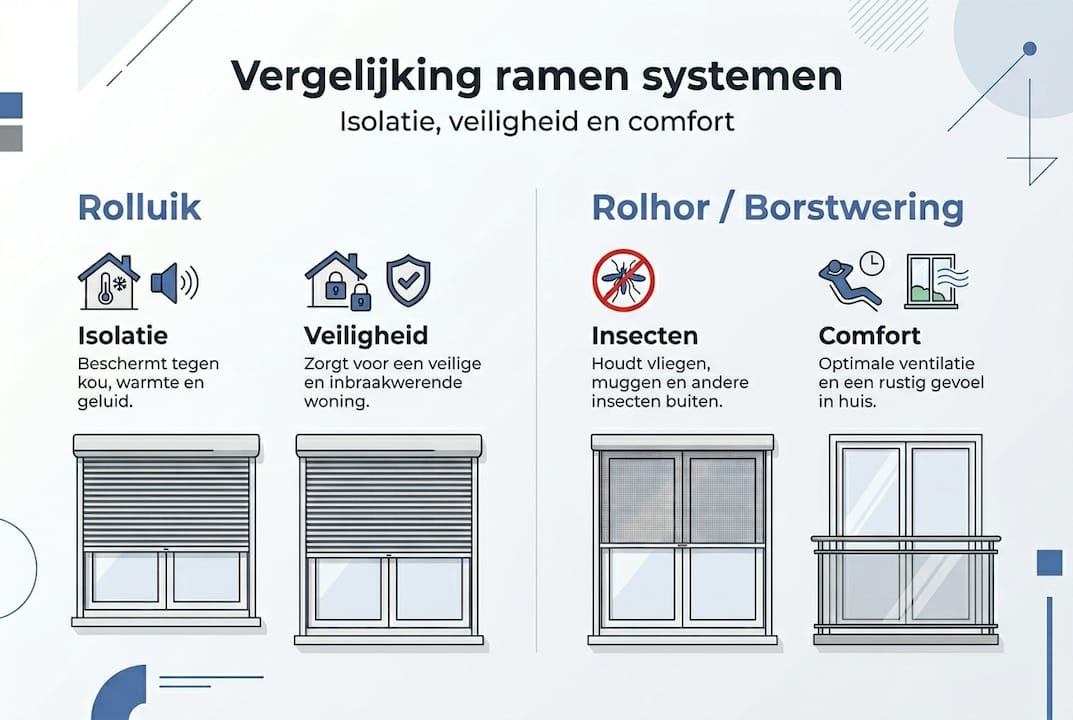 Vergelijkende infographic ramen systemen