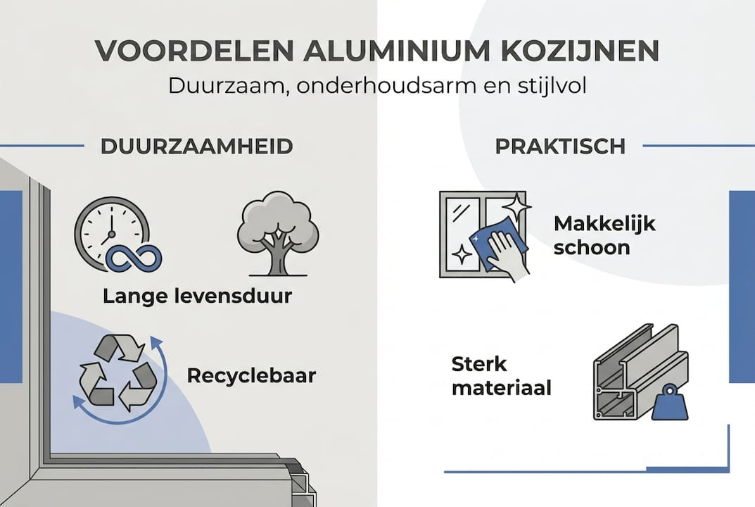 Infographic: de pluspunten en eigenschappen van aluminium kozijnen