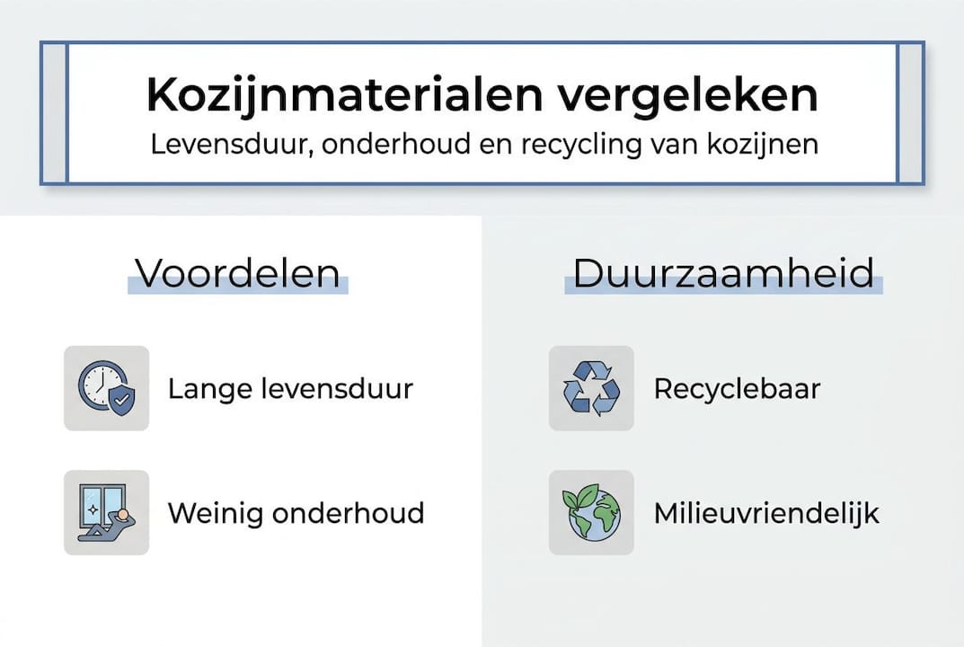 Infographic zet duurzame materialen voor kozijnen overzichtelijk naast elkaar