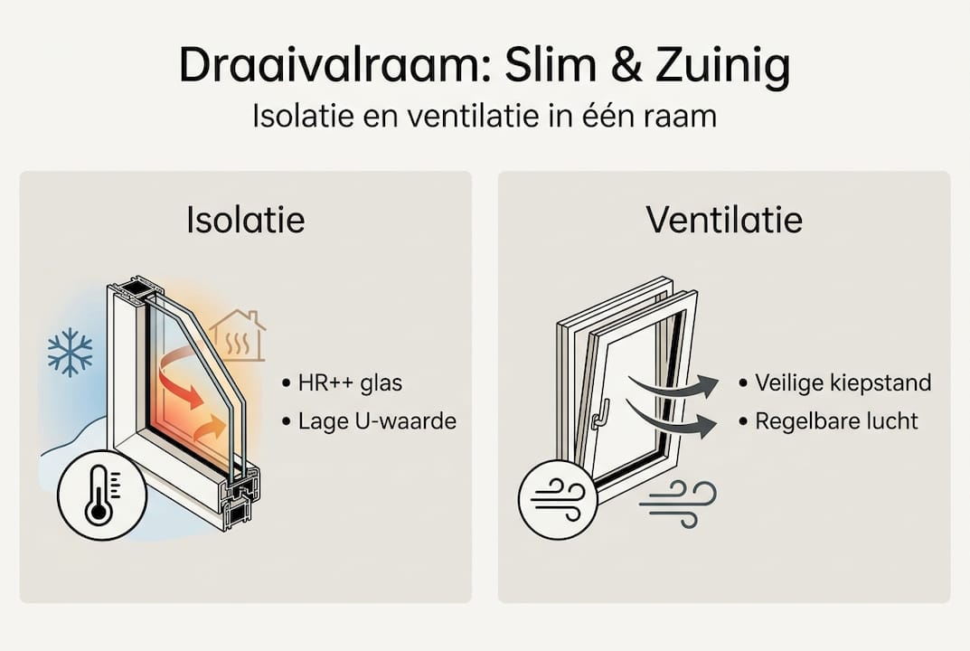 Infographic: hoe een draaivalraam zorgt voor goede isolatie én ventilatie