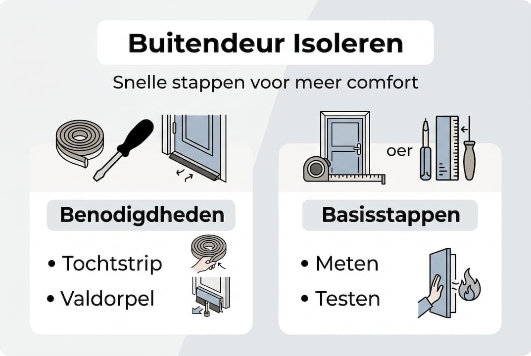 Overzicht: stappenplan en materialen voor het isoleren van een buitendeur