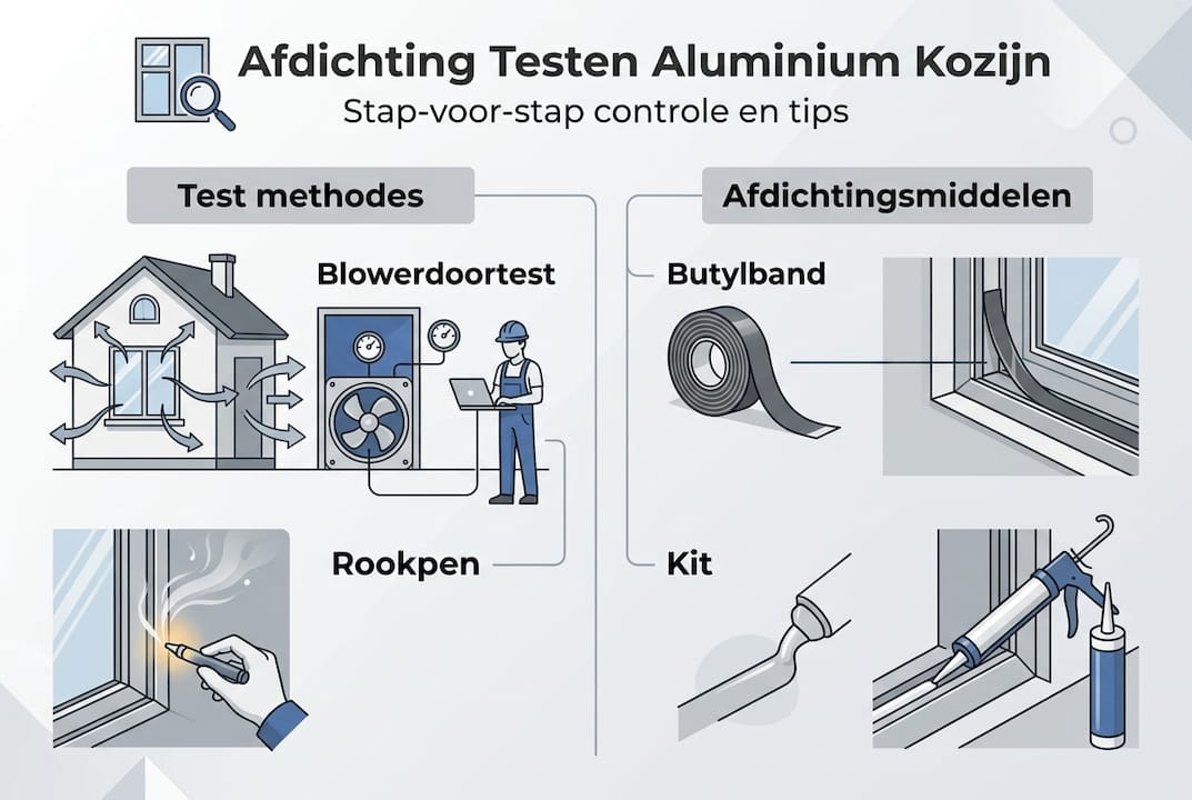 Infographic: Stappenplan en materialen voor het afdichten van aluminium kozijnen