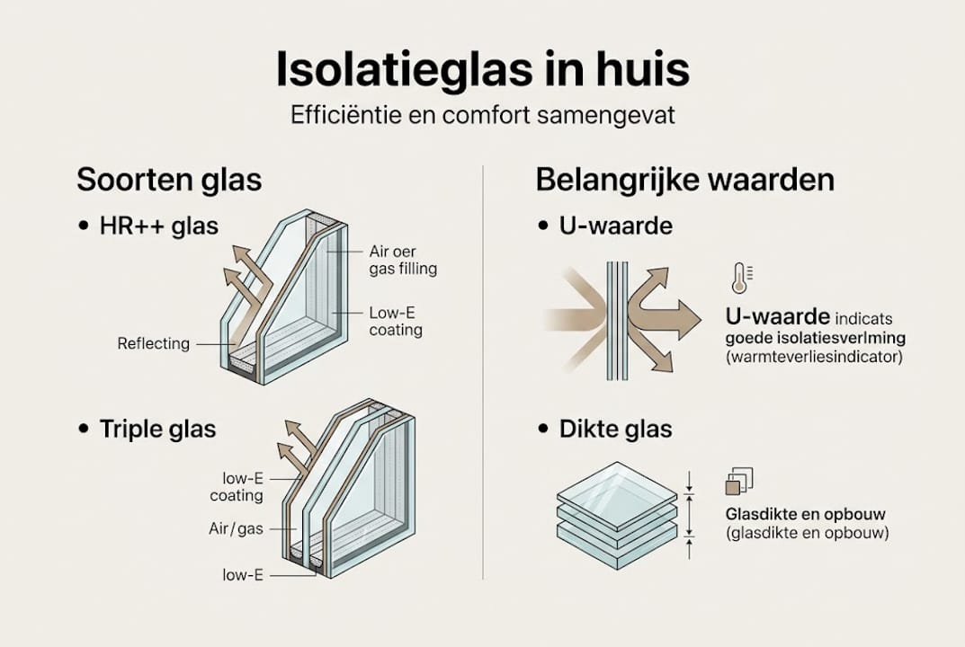 Overzicht van verschillende soorten isolatieglas en hun isolatiewaarden