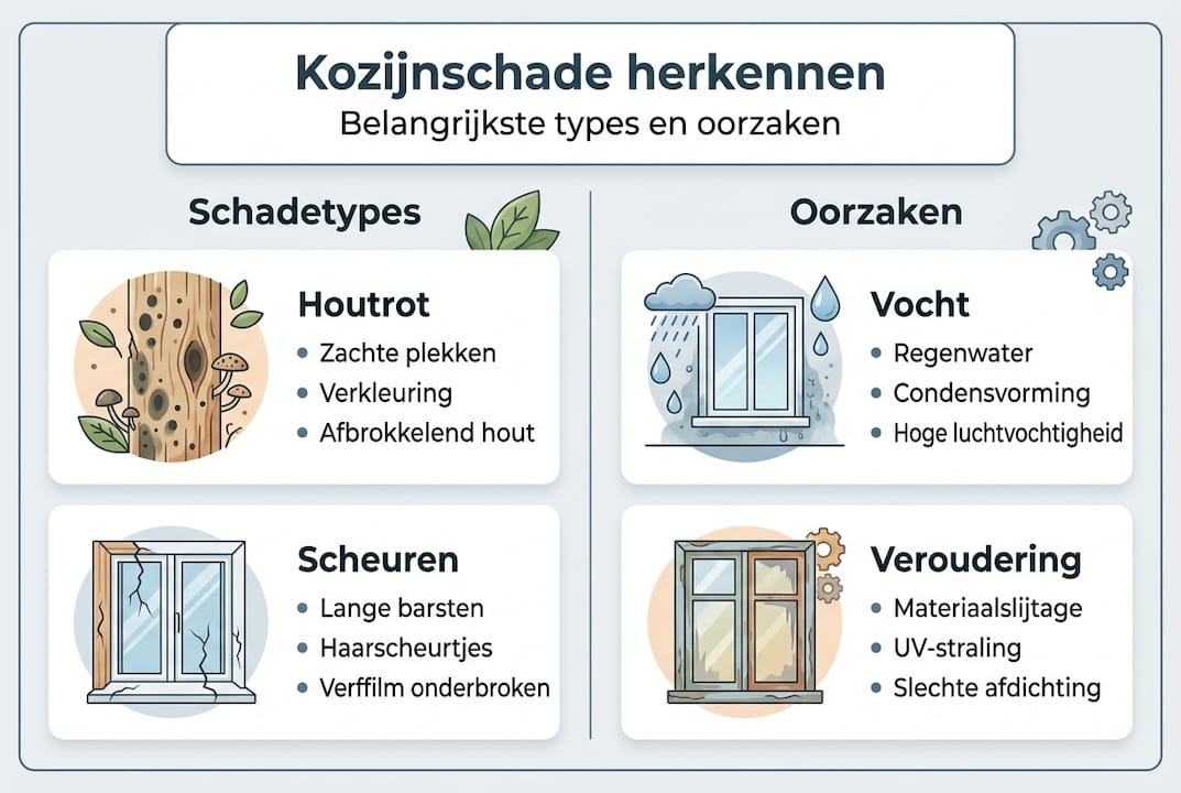 In één oogopslag: de meest voorkomende schade aan kozijnen en hun oorzaken