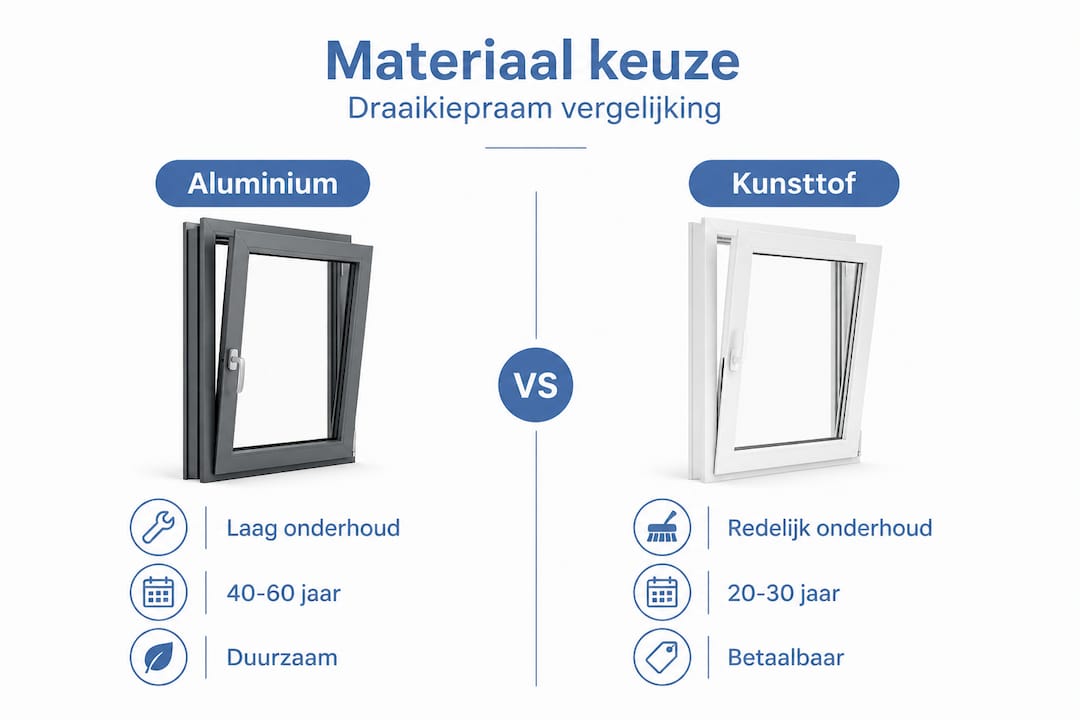 Infographic: materiaalkeuze voor een draaikiepraam – aluminium of kunststof?