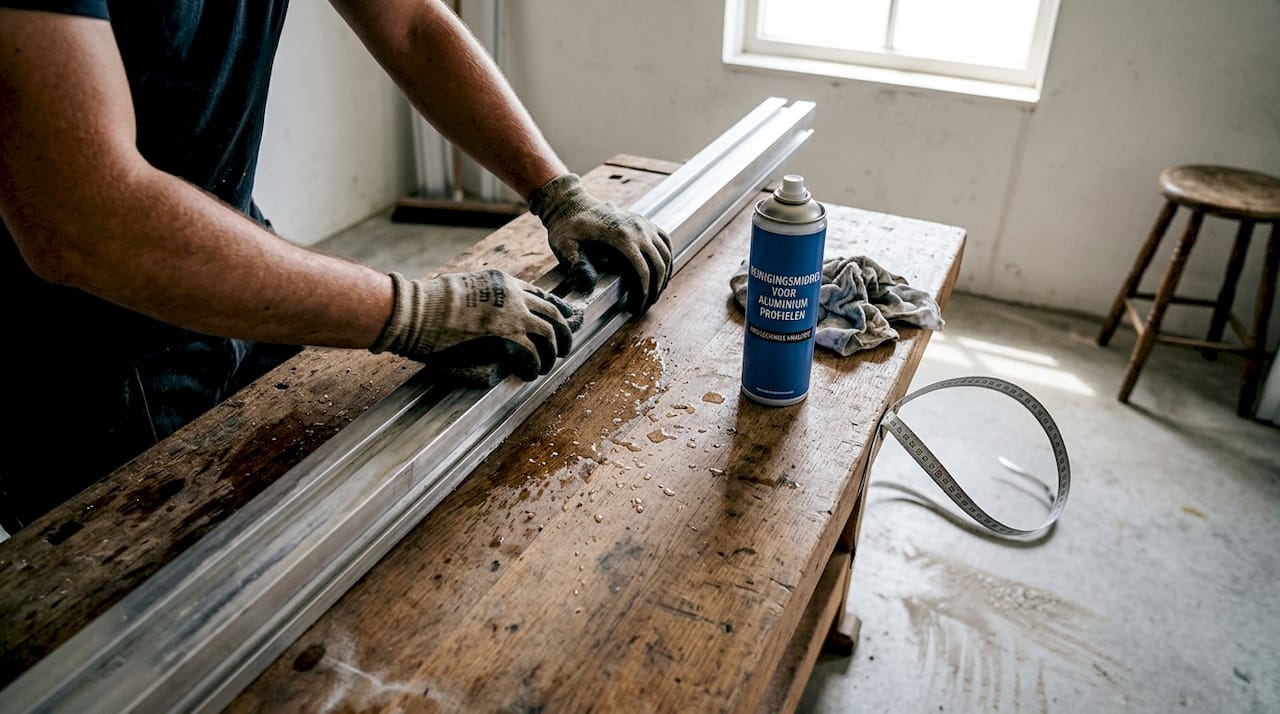 Het aluminium profiel goed schoonmaken voordat je het gaat monteren