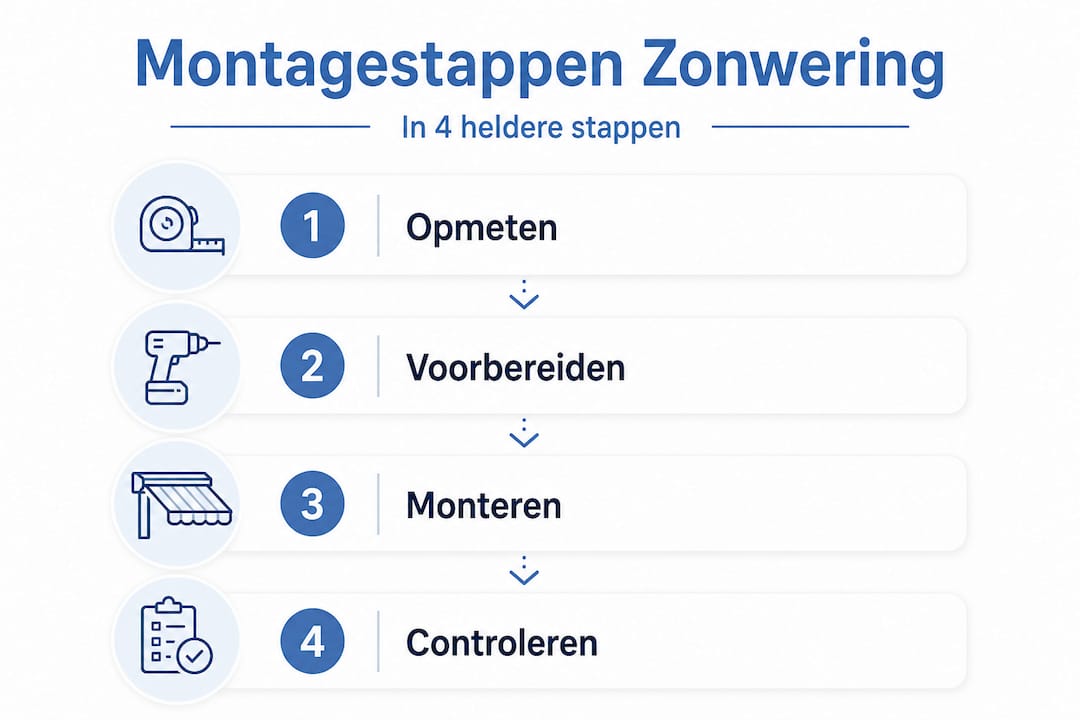Overzichtelijke infographic: zo monteer je zonwering stap voor stap