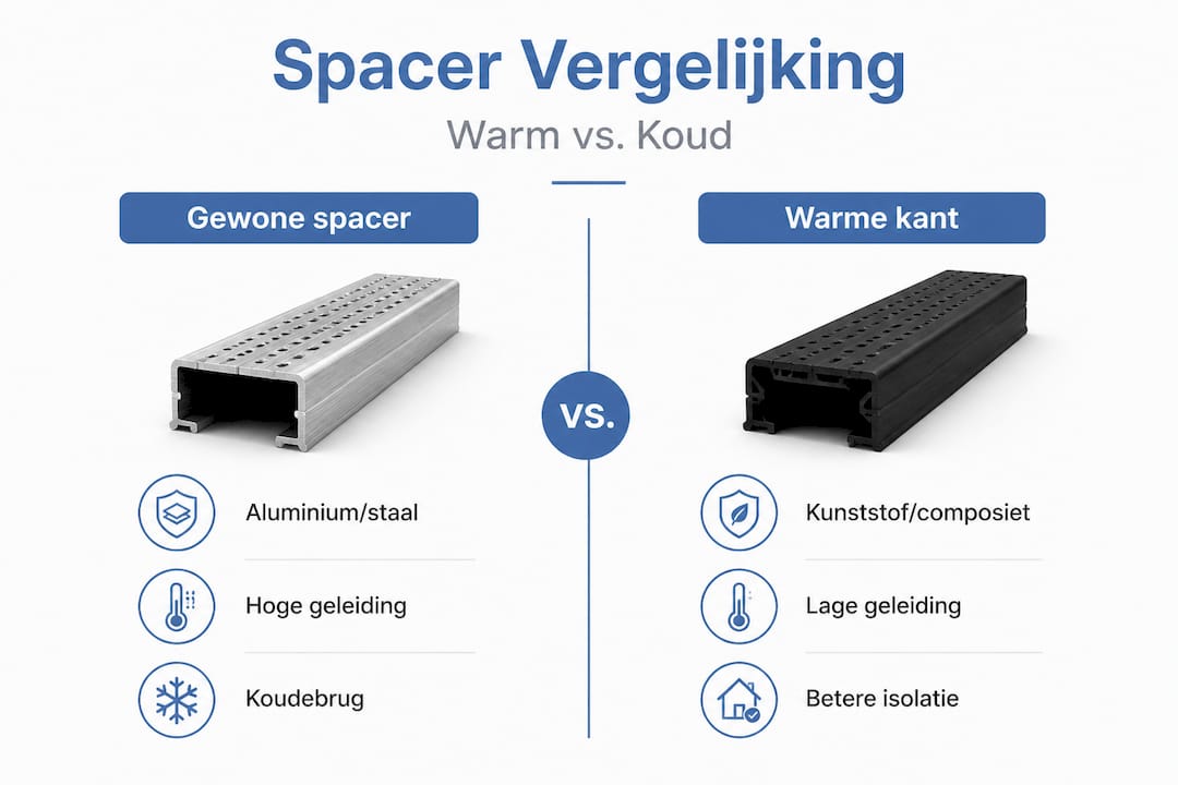 Infographic: verschil tussen warme en koude spacers