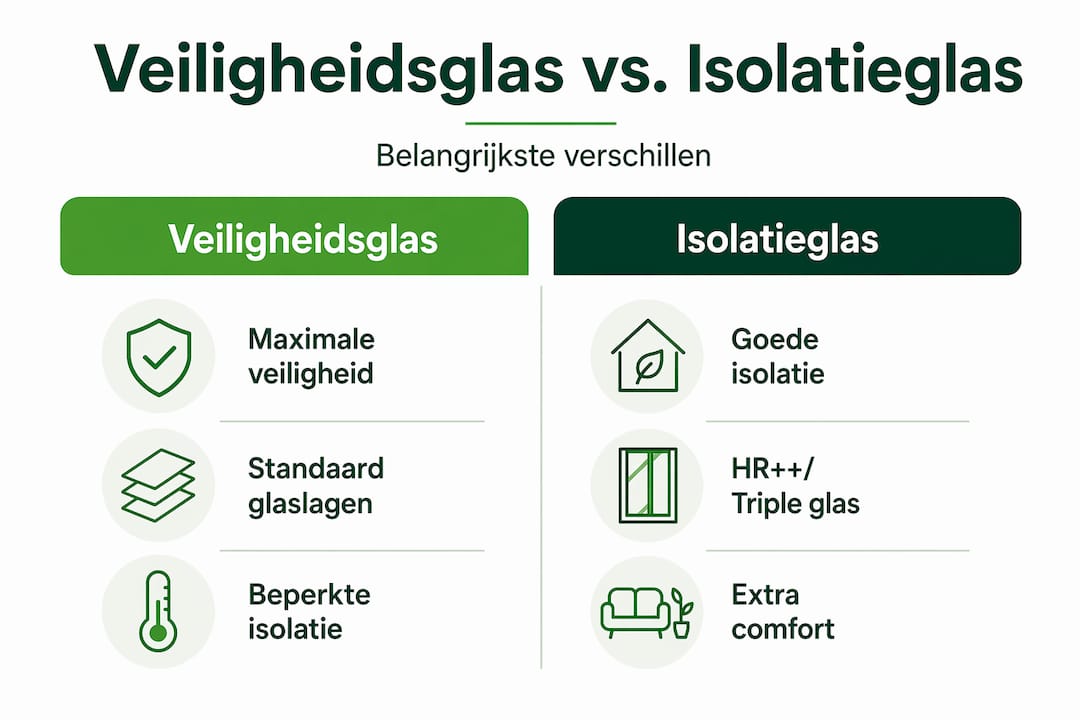 Infographic: veiligheidsglas en isolatieglas in één oogopslag vergeleken