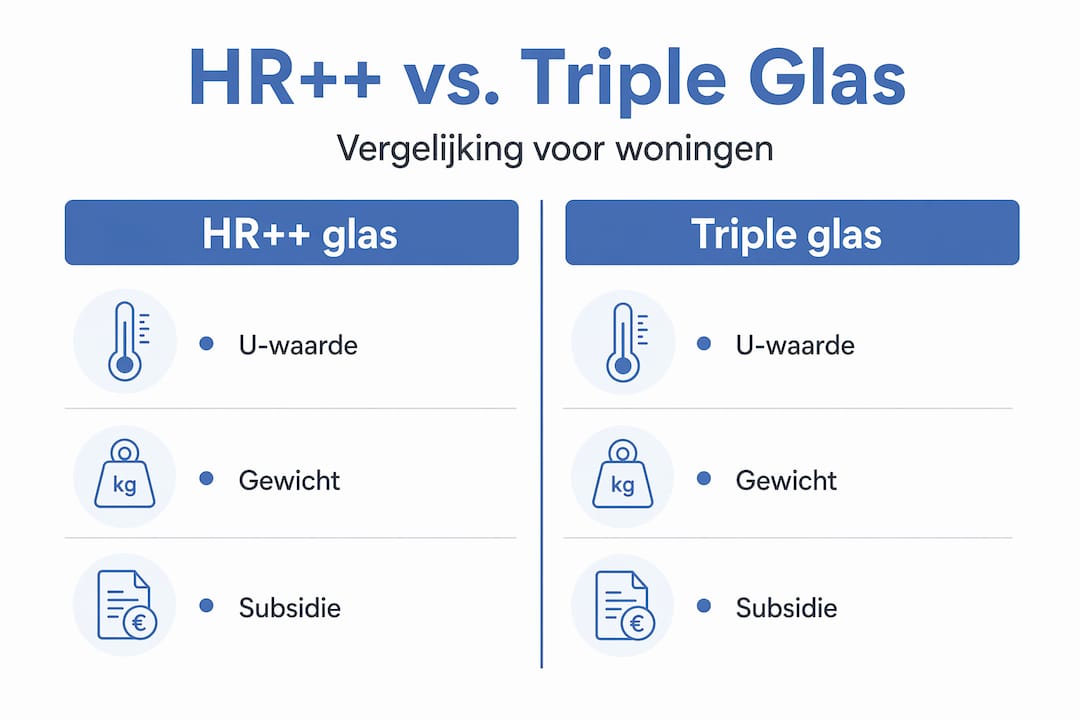 Infographic: Verschillen tussen HR++-glas en triple glas op een rij