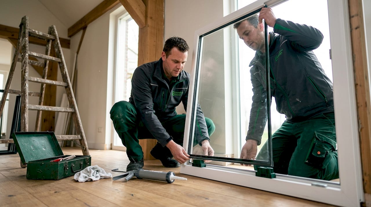 Het plaatsen van HR++ glas gebeurt altijd met twee man.