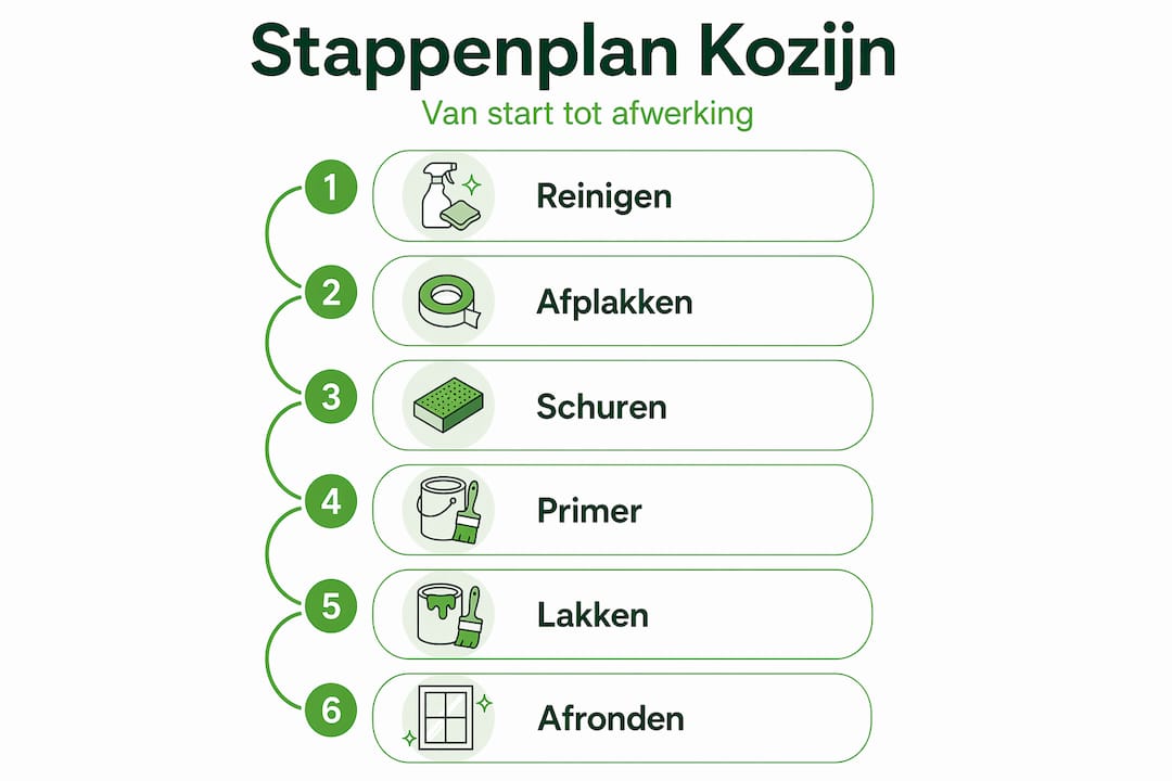 Stapsgewijze handleiding: zo schilder je zelf je kozijnen (infographic)